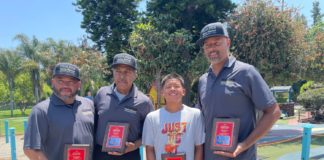 PHOTO: Sally Kilby | The South Pasadenan | Team MIJARES/Paradise Construction took first place at the SPTOR Golf Tournament. Pictured are Jon Ruiz, Jaiden Ruiz, Ralf Durham and Kylan Gamell.