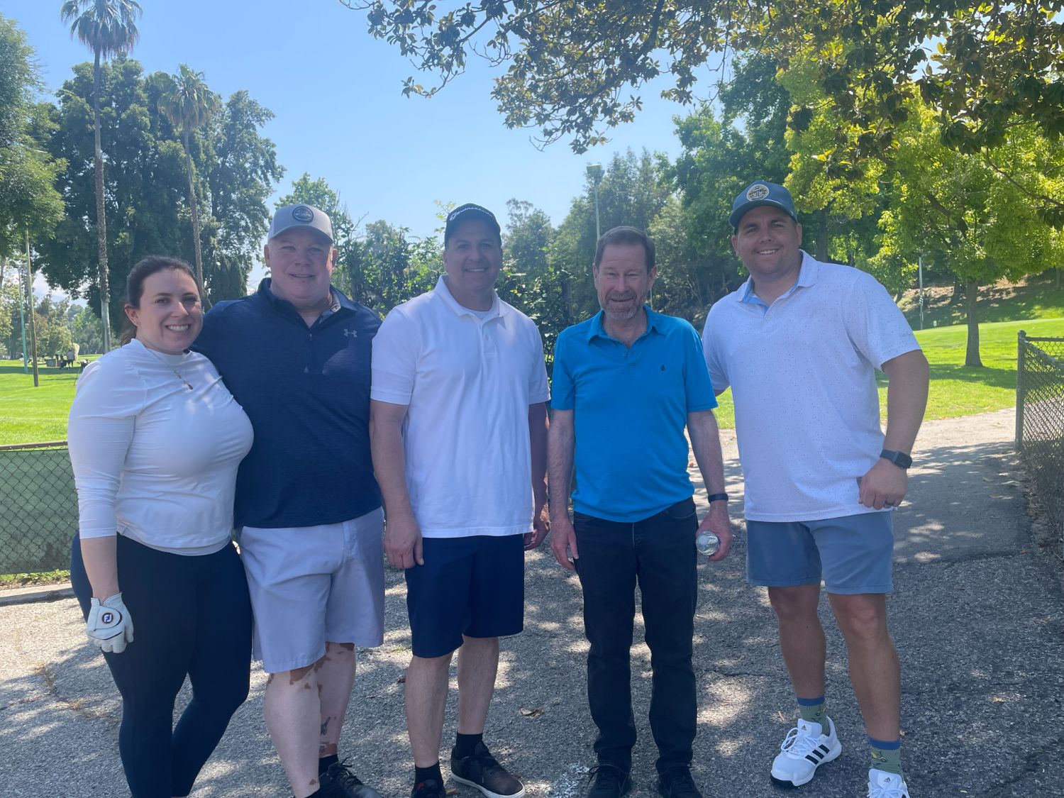 | The South Pasadenan | South Pasadena News PHOTO: Sally Kilby | The South Pasadenan | Mayor Jon Primuth (second from right) poses for a photo with South Pasadena Police Department golf team members (L-R) Allison Wehrle, management analyst; Bob Bartl, sergeant, retired; Brian Solinsky, chief; and Tyler Borrello, corporal.