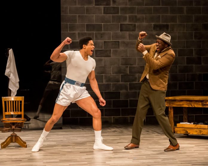 PHOTO: Craig Schwartz | The South Pasadenan | L to R: Ray Fisher and Edwin Lee Gibson in “Fetch Clay, Make Man” at Center Theatre Group's Kirk Douglas Theatre June 18 through July 16, 2023, produced in association with The SpringHill Company.
