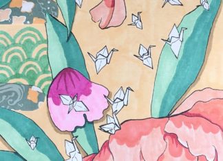 PHOTO: Quincy Sakai | The South Pasadenan | A fragment of the concept art for the Cranes for A Change mural