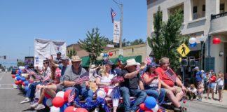 PHOTO: Esteban Lopez | The South Pasadenan | Riders on the South Pasadena Tournament of Roses float at 2023 South Pasadena Festival of Balloons parade.