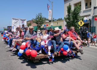 PHOTO: Esteban Lopez | The South Pasadenan | Riders on the South Pasadena Tournament of Roses float at 2023 South Pasadena Festival of Balloons parade.