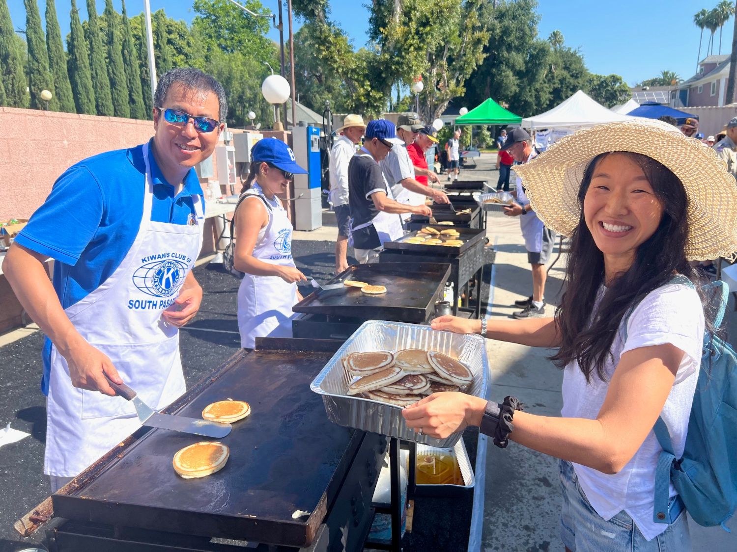 PHOTO: provided by Meg Middleman | The South Pasadenan | Kiwanis members serving up the pancakes at the annual 4th of July breakfast.