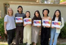 PHOTO: Joe Walters | The South Pasadenan | left to right: SPARC President Sandy Kitto, Juan Carlos Bravo, Stephanie Law, Audrey Midi, Basil How, Laureen Wong