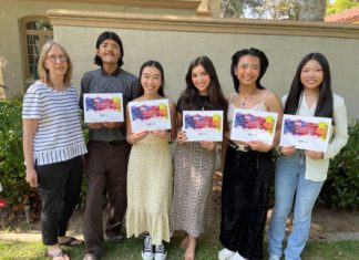 PHOTO: Joe Walters | The South Pasadenan | left to right: SPARC President Sandy Kitto, Juan Carlos Bravo, Stephanie Law, Audrey Midi, Basil How, Laureen Wong