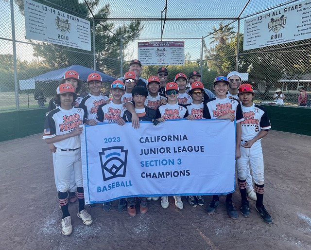 PHOTO: Alberto Ocon | The South Pasadenan | 2023 South Pasadena Little League Junior Baseball Team are Sectional Champions in the State of California Little League Tournament representing Section 3.