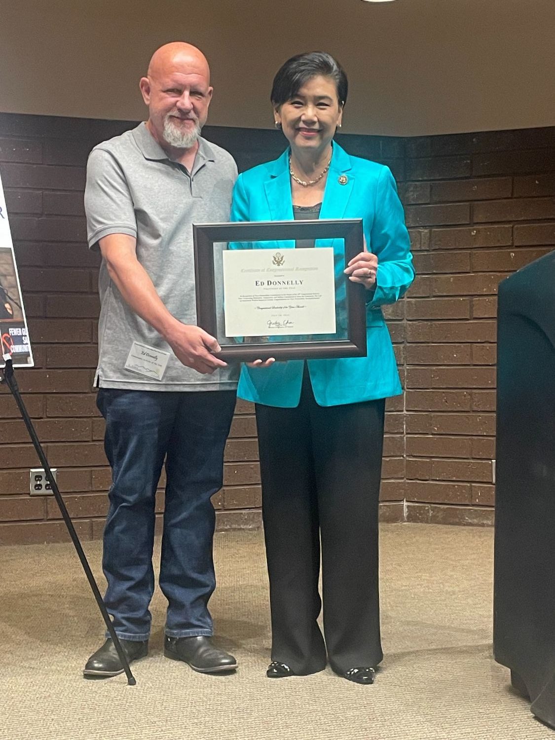 | The South Pasadenan | South Pasadena News PHOTO: provided by the Office of Congresswoman Judy Chu | The South Pasadenan | Congresswoman Judy Chu presents the Volunteer of the Year Award to Ed Donnelly at the annual Congressional Leadership Awards event in Arcadia July 20