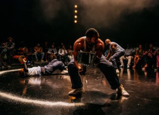 The Brothers Size | Now playing at Geffen Playhouse PHOTO: Jeff Lorch | The South Pasadenan | Alani Ilongwe, Malcolm Mays, and Sheaun McKinney in The Brothers Size at Geffen Playhouse.