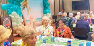PHOTO: provided by Kathrin Richards | The South Pasadenan | Seniors enjoy the end of summer luau at the South Pasadena Senior Center.
