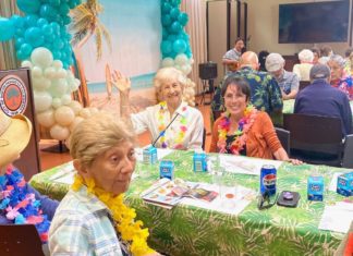 Senior Center Luau says Aloha to Summer PHOTO: provided by Kathrin Richards | The South Pasadenan | Seniors enjoy the end of summer luau at the South Pasadena Senior Center.