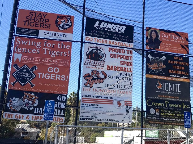 PHOTO: provided by SPHS Booster Club | The South Pasadenan | Tiger spirit on display at the SPHS baseball field.