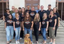 PHOTO: provided by SPHS Booster Club | The South Pasadenan | SPHS Booster Club board members: Bottom Row L-R: Stephanie Burchardt, Megan Gardner, Toby Bangar (with Ember), Nichole Dunville, Kristin Wingard, Kristen Swift Middle Row L-R: Aman Thind, Rachel Fox, Jill Olsen, David Zeiger, Eric Chabot, Amy Davis Jones Top Row L-R: Bill Buckley, Val Huntley, Dan Wakumoto, Principal John Eldred, Interim Athletic Director CB Richards