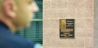 9/11 ceremony south Pasadena. The Hanson Family Plaque