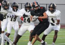 PHOTO: Henk Friezer | The South Pasadenan | South Pasadena High, now 2-2, dropped a 21-7 contest to Golden Valley, out of Santa Clarita, Friday night. The Tigers are now is gearing up to play their final non-league game on the road September 20 against Alhambra. After a bye, the Tigers then host Pasadena Poly October 4 in the Rio Hondo League opener.
