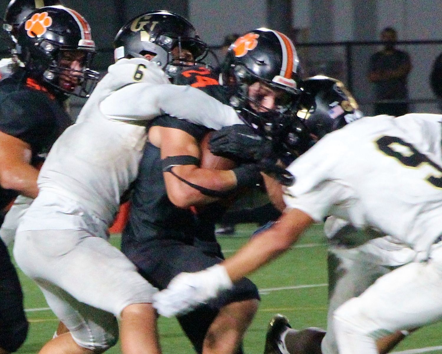 PHOTO: Henk Friezer | The South Pasadenan | South Pasadena High, now 2-2, dropped a 21-7 contest to Golden Valley, out of Santa Clarita, Friday night. The Tigers are now is gearing up to play their final non-league game on the road September 20 against Alhambra. After a bye, the Tigers then host Pasadena Poly October 4 in the Rio Hondo League opener.