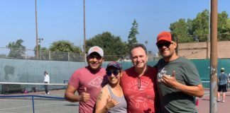 PHOTO: provided by The D.U.D.E.S. | The South Pasadenan | Pickleball Tournament organizers T Kurera, Michele Pusateri, Ittai Shadmon, and Mike Noe.