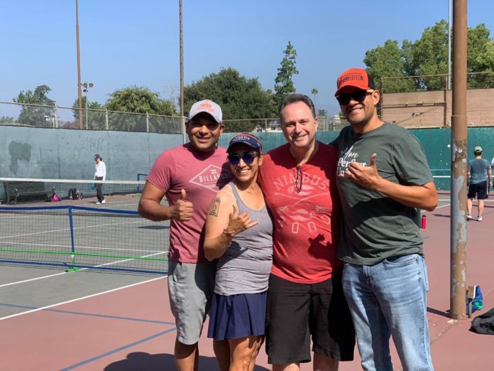 PHOTO: provided by The D.U.D.E.S. | The South Pasadenan | Pickleball Tournament organizers T Kurera, Michele Pusateri, Ittai Shadmon, and Mike Noe.