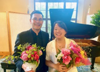 PHOTO: Alisa Hayashida | The South Pasadenan | First Associate Concertmaster, violinist Nathan Cole, and concert pianist, Cindy Lam, perform at the Restoration Concert at South Pasadena Public Library.