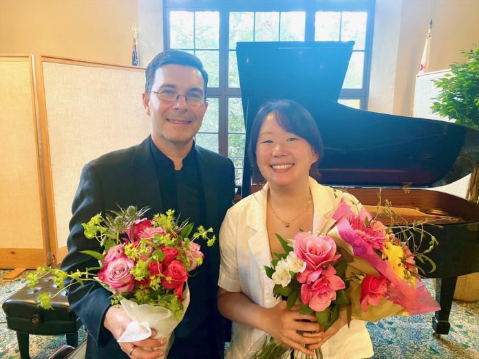 PHOTO: Alisa Hayashida | The South Pasadenan | First Associate Concertmaster, violinist Nathan Cole, and concert pianist, Cindy Lam, perform at the Restoration Concert at South Pasadena Public Library.