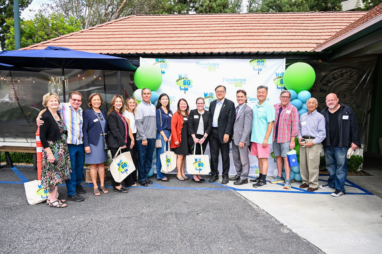 | The South Pasadenan | South Pasadena News PHOTO: Mike Kwok | The South Pasadenan | South Pasadena Loves Twohey’s! Posing for a photograph at Twohey’s 80th Anniversary celebration Sept. 20 outside the eatery are restaurant fans who live or work in South Pasadena.