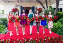 PHOTO: provided by Tournament of Roses | The South Pasadenan | 2024 Royal Court - left to right: Trinity Dela Cruz, Marshall Fundamental School; Olivia Bohanec, La Salle College Preparatory; Emmerson Tucker, Blair High School; Jessica Powell, Flintridge Preparatory School; Naomi Stillitano, Arcadia High School; Mia Moore-Walker, Flintridge Preparatory School; Phoebe Ho, South Pasadena High School.)