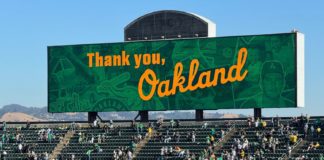 Oakland A’s | Saying Goodbye Not Easy PHOTO: Bill Glazier | The South Pasadenan | The A’s played their final game in Oakland last Thursday and among those on hand for the sellout was South Pasadenan staff member Bill Glazier, who grew up in the city attending many games over the years. On Sunday, the team ended the season in Seattle.