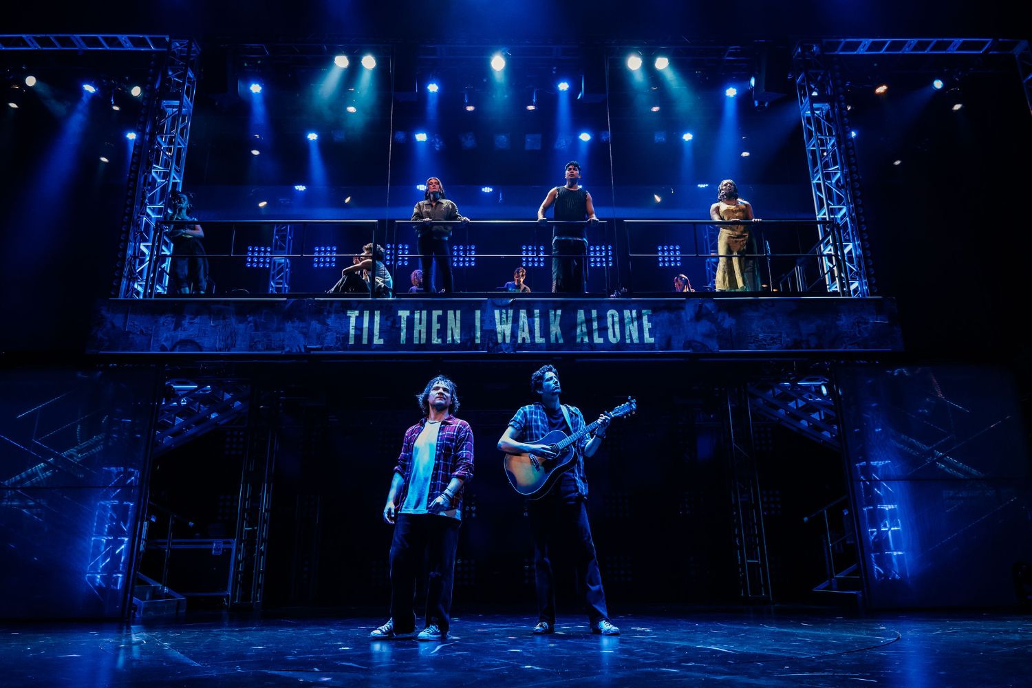 | The South Pasadenan | South Pasadena News PHOTO: Jeff Lorch | The South Pasadenan | Daniel Durant and Milo Manheim (center) and the cast of Green Day's "American Idiot" at the Mark Taper Forum.