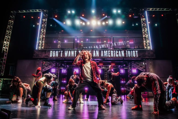 PHOTO: Jeff Lorch | The South Pasadenan | Daniel Durant (center) and the cast of American Idiot at the Mark Taper Forum.