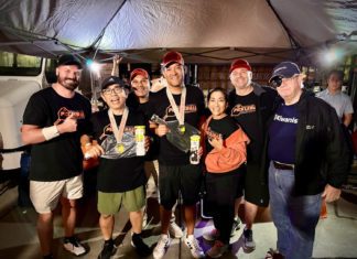 PHOTO: provided by D.U.D.E.S. | The South Pasadenan | L-R: Stephen McAlpin, Paul Kikuchi (1st place winner), T Kurera, Michael Noe (1st place winner), Michele Pusateri, Ittai Shadmon, Ernie Arnold.