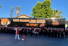 PHOTO: Steve Zikman | The South Pasadenan | The SPHS Marching Band performs during the community dedication ceremony on October 3, 2023.