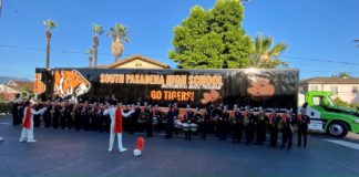 PHOTO: Steve Zikman | The South Pasadenan | The SPHS Marching Band performs during the community dedication ceremony on October 3, 2023.