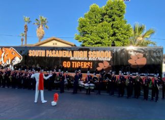 SPHS Marching Band Trailer Dedication Ceremony PHOTO: Steve Zikman | The South Pasadenan | The SPHS Marching Band performs during the community dedication ceremony on October 3, 2023.