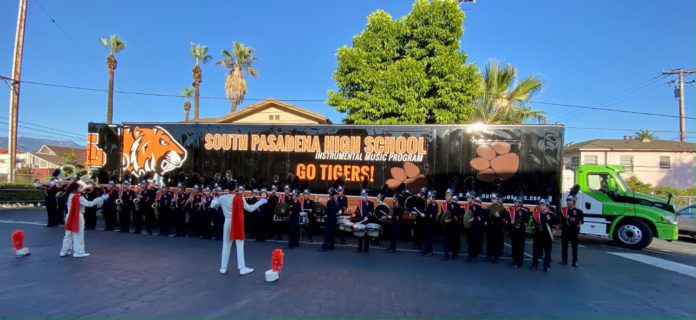PHOTO: Steve Zikman | The South Pasadenan | The SPHS Marching Band performs during the community dedication ceremony on October 3, 2023.