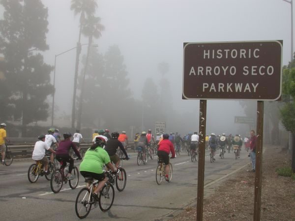 | The South Pasadenan | South Pasadena News PHOTO: Tony Lin | The South Pasadenan | Cyclists, walkers, runners, scooters, skate boarders wheelchair users, families with strollers set to head for the 110 Freeway on October 29, 20 years after the first event of its kind.