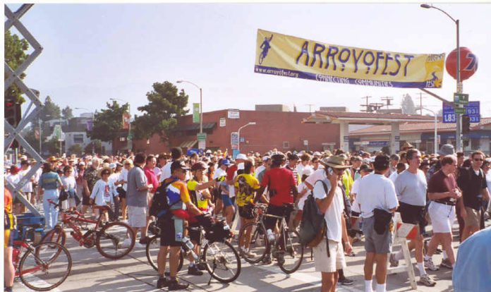 PHOTO: Jerilyn Lopez Mendoza | The South Pasadenan | Cyclists, walkers, runners, scooters, skate boarders wheelchair users, families with strollers set to head for the 110 Freeway on October 29, 20 years after the first event of its kind.