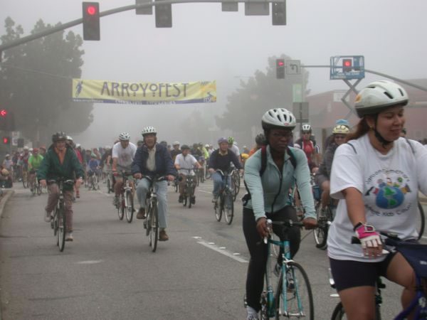 | The South Pasadenan | South Pasadena News PHOTO: Tony Lin | The South Pasadenan | Cyclists, walkers, runners, scooters, skate boarders wheelchair users, families with strollers set to head for the 110 Freeway on October 29, 20 years after the first event of its kind.