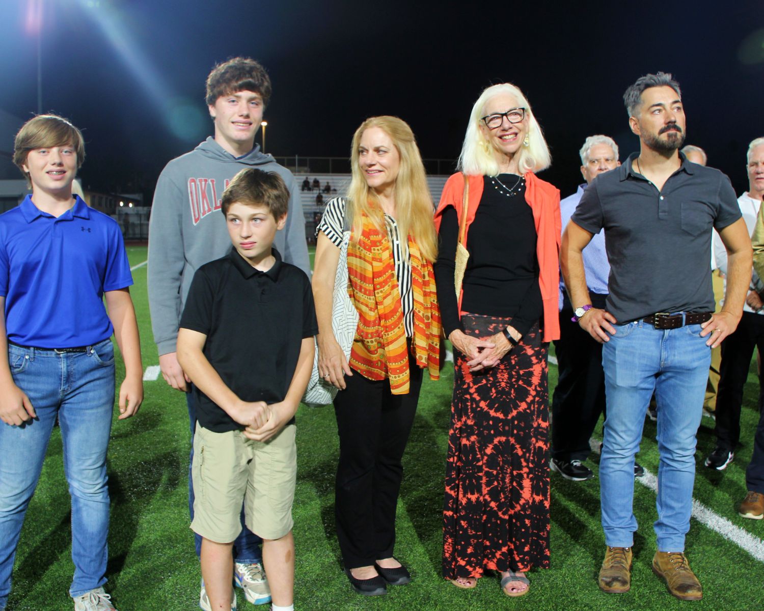 PHOTO: Henk Friezer | The South Pasadenan | The family of legendary coach, Ray Solari, at Ray Solari Stadium at South Pasadena High School.