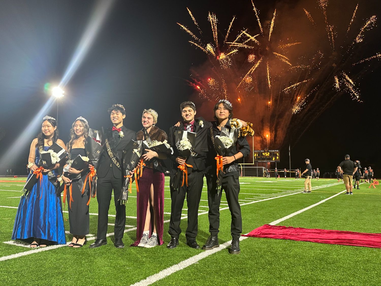 | The South Pasadenan | South Pasadena News PHOTO: Jonathan Williams | The South Pasadenan | The Most Royal Tiger, Colin Wong, with the Royal Court at SPHS Homecoming 2023.