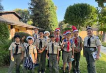 PHOTO: provided by Troop 7 | The South Pasadenan | Troop 7 fundraising by selling holiday greenery in South Pasadena.