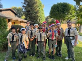PHOTO: provided by Troop 7 | The South Pasadenan | Troop 7 fundraising by selling holiday greenery in South Pasadena.