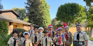PHOTO: provided by Troop 7 | The South Pasadenan | Troop 7 fundraising by selling holiday greenery in South Pasadena.