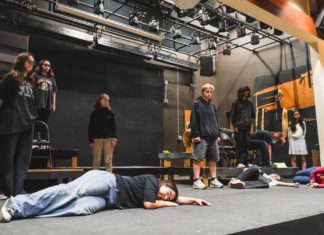 PHOTO: Shari Correll | The South Pasadenan | The cast of TRAP in rehearsals at South Pasadena High School