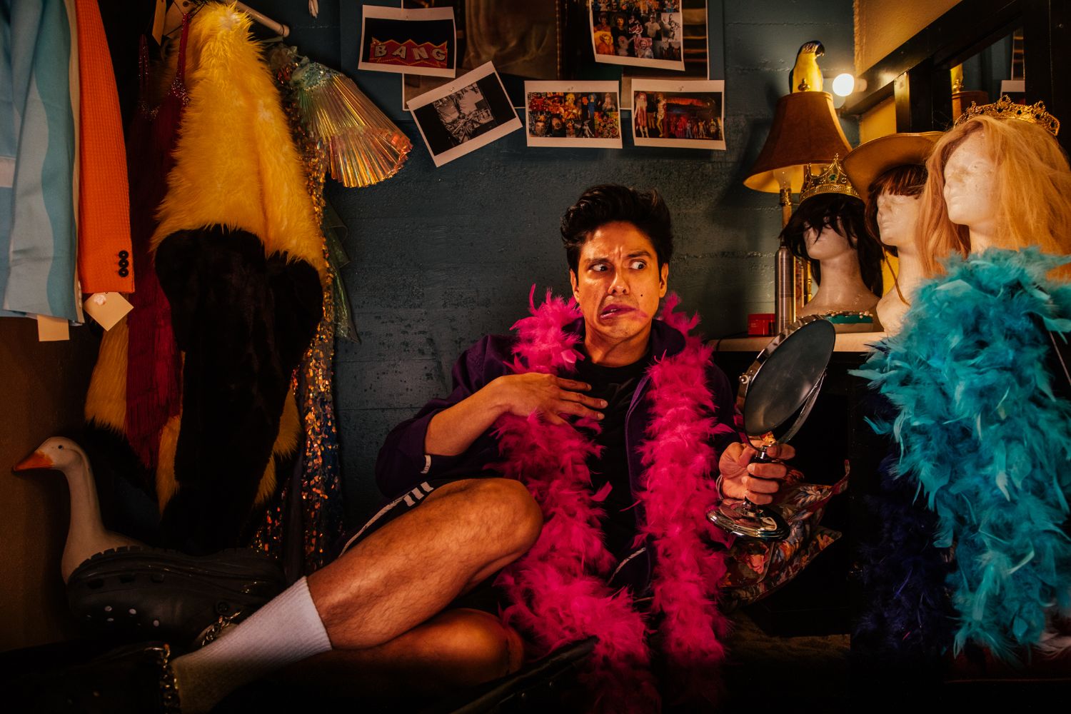 PHOTO: Jeff Lorch | South Pasadenan News | George Salazar, pictured backstage at Pasadena Playhouse, stars in La Cage Aux Folles.