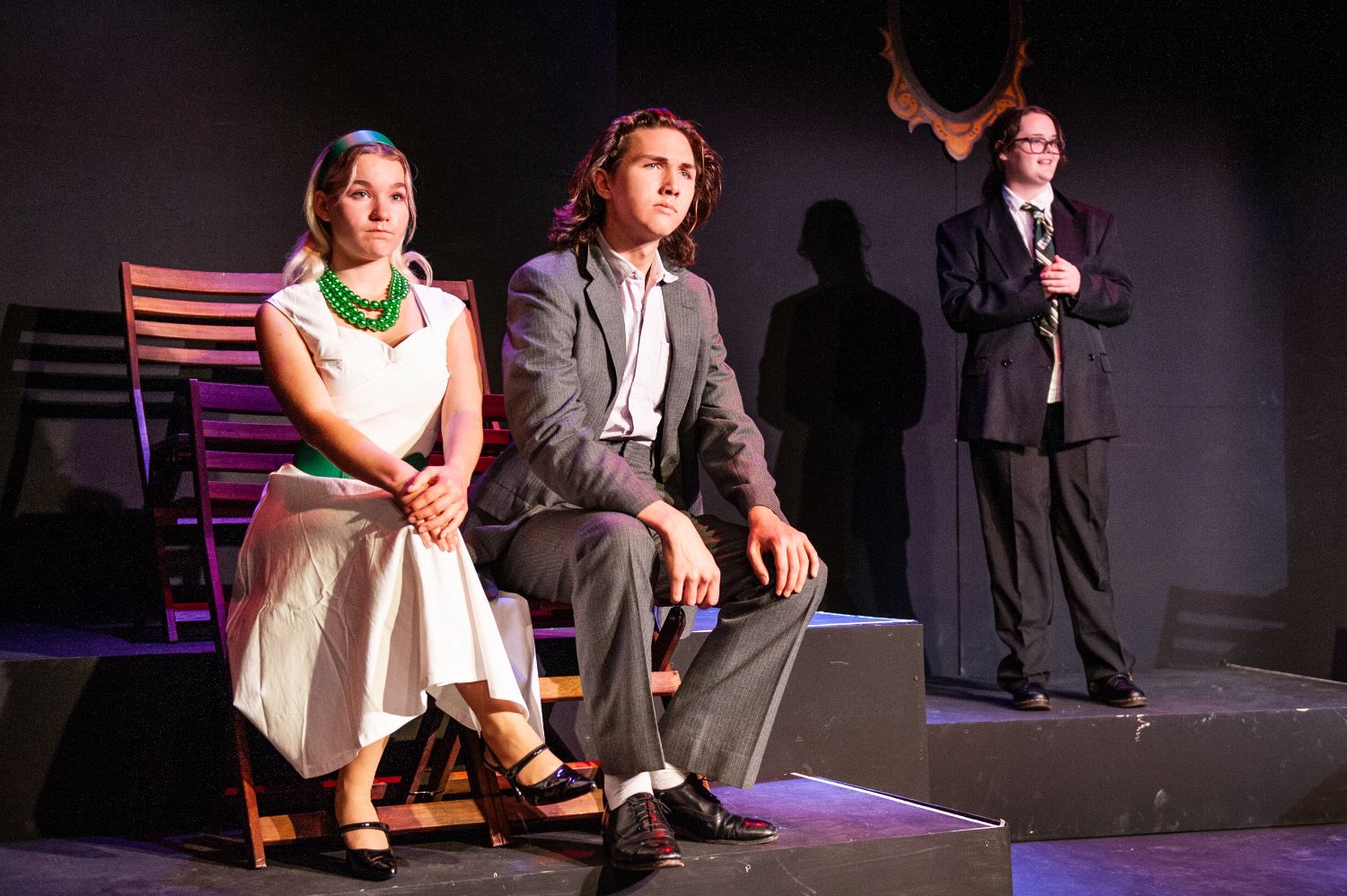 | The South Pasadenan | South Pasadena News PHOTO: Shari Correll | The South Pasadenan | Lucia Benning, Dashiell Roll, and Madeline Wernberg in TRAP at South Pasadena High School