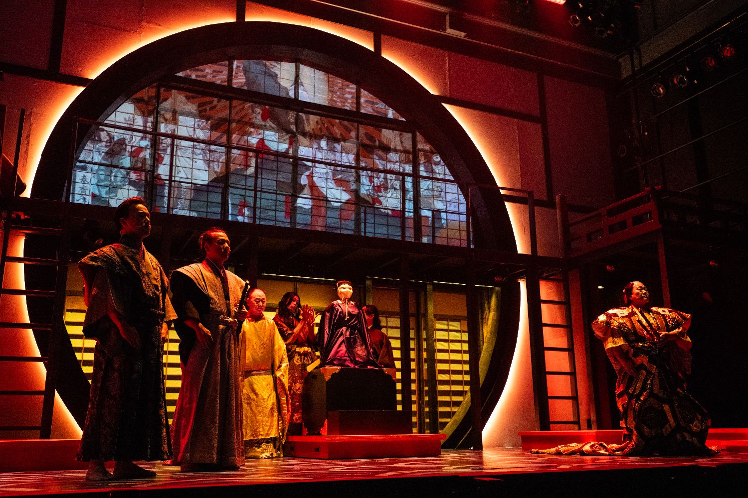 PHOTO: Teolindo | South Pasadenan News | Adam Kaokept, Brian Kim McCormick, Gedde Watanabe, and Kavin Panmeechao and Kerry K. Carnahan in Pacific Overtures at East West Players.
