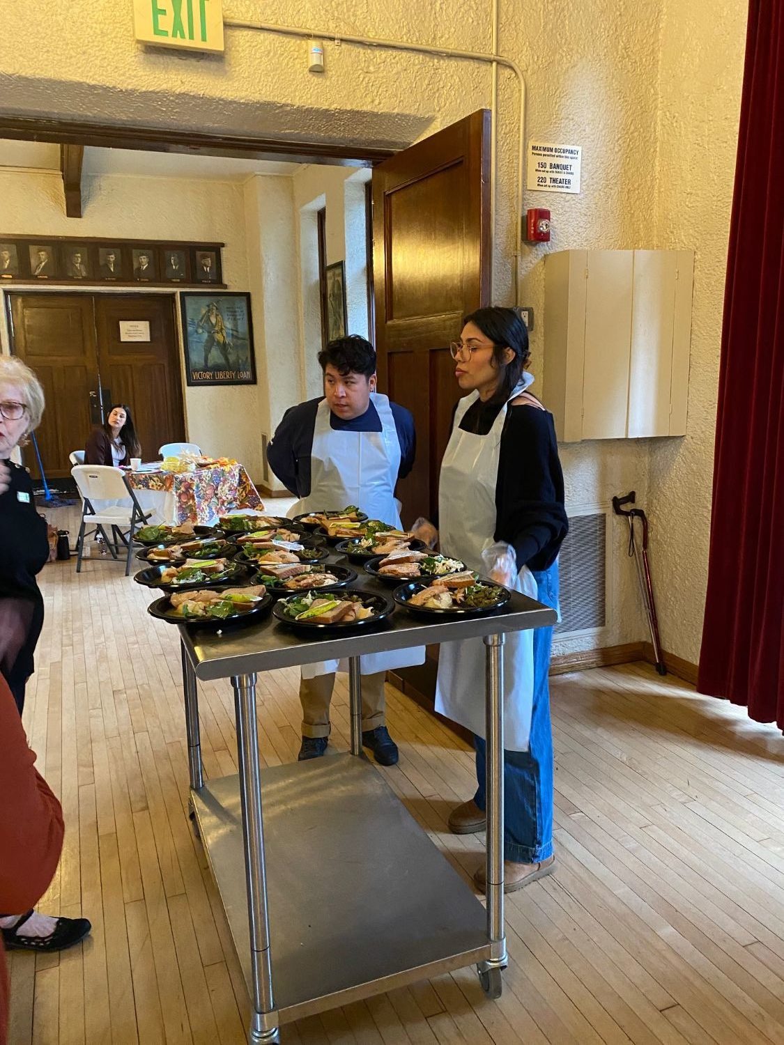 | The South Pasadenan | South Pasadena News PHOTO: Alisa Hayashida | The South Pasadenan | Senior Center staff serves a Thanksgiving meal to seniors at the War Memorial Building in South Pasadena.