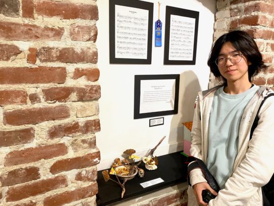 PHOTO: Alisa Hayashida | The South Pasadenan | Visual artist Heejoon Lee at the 2023 PTSA Reflections exhibit at SPARC Gallery.