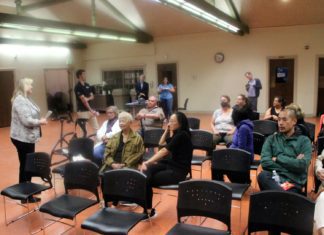 PHOTO: Henk Friezer | The South Pasadenan | Community Services Director, Sheila Pautsch, answers questions at the City's Open House on transit held at the Senior Center November, 14, 2023