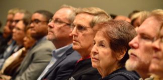 PHOTO: Eric Fabbro | SouthPasadenan.com News | Residents from Pasadena and neighboring communities, including South Pasadena, attended a meeting discussing the future of the 710 Freeway 'stublands'. Among those who were present were City Council member, Dr. Richard Schneider and resident, Joanne Nuckols