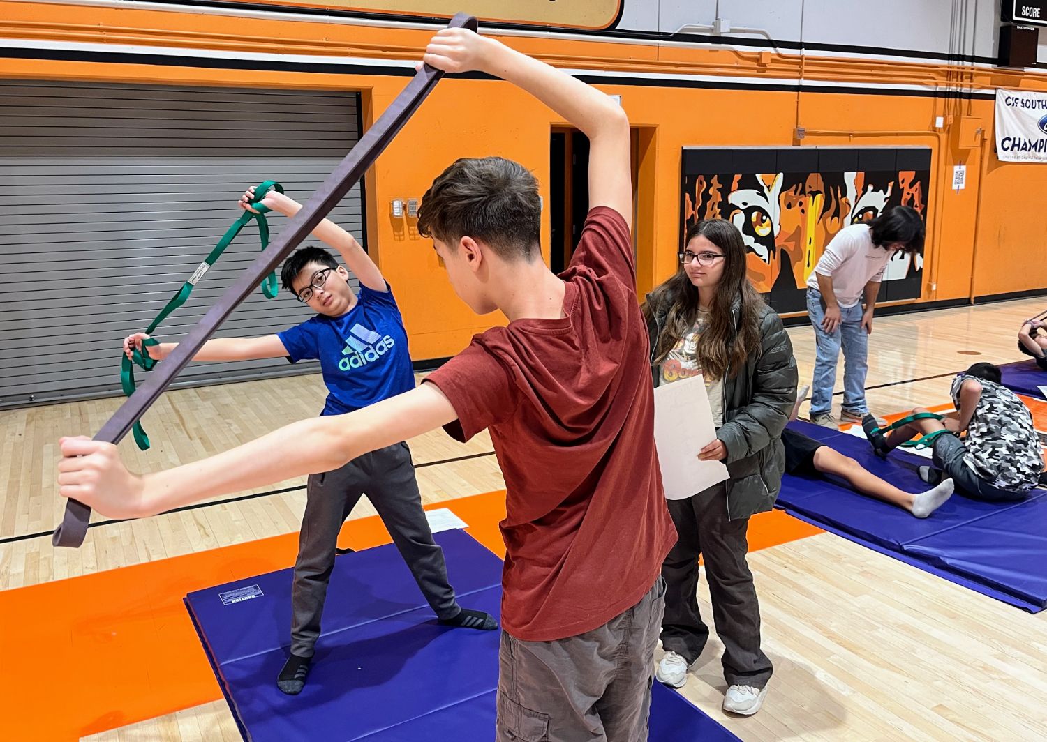 PHOTO: provided by South Pasadena High School | The South Pasadenan | SPHS Students in Advanced Sports Medicine and Sports Medicine classes demonstrate exercises and techniques learned in class.